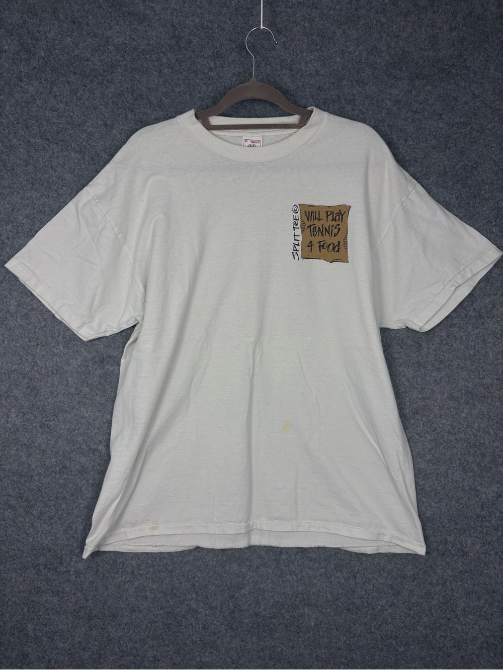 Vintage 90s Will Play Tennis 4 Food Graphic T-Shirt XL
